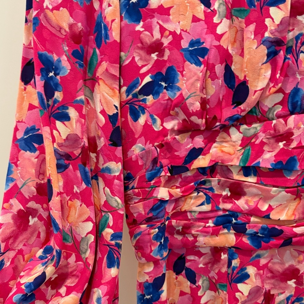 Rebecca Vallance Floral Pink and Blue Women's Dress - Picture 3 of 3